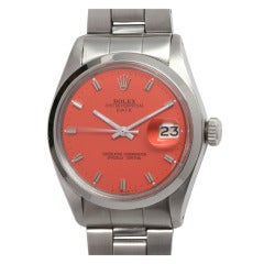 Rolex Stainless Steel Date Wristwatch with Custom Dial