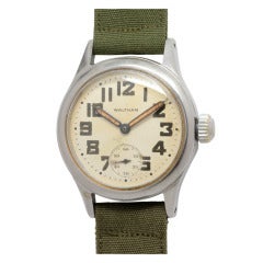 Vintage Waltham Base Metal WWII-era Military-Issue Wristwatch