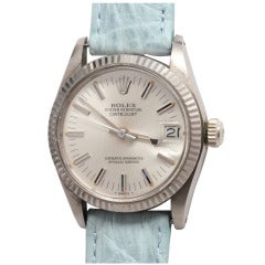 Vintage Rolex White Gold Midsize Datejust Wristwatch circa 1976