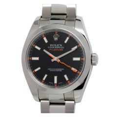 Rolex Stainless Steel Milgauss Wristwatch with Black Dial circa 2007