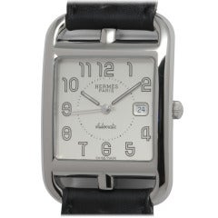 Hermes Stainless Steel Large Cape Cod Double Strap Wristwatch