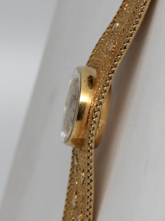 Women's Omega Lady's Yellow Gold Cosmos Themed Bracelet Watch circa 1960s For Sale