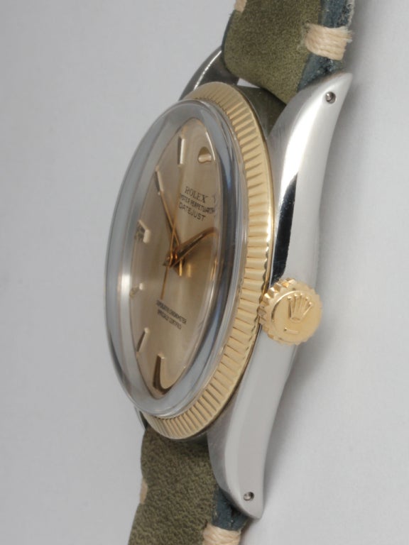 Rolex Stainless Steel and Yellow Gold Datejust Wristwatch circa 1961 In Excellent Condition In West Hollywood, CA