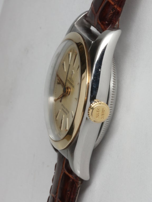 Men's Rolex Stainless Steel and Yellow Gold Bubbleback Wristwatch circa 1949