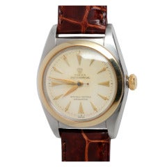 Rolex Stainless Steel and Yellow Gold Bubbleback Wristwatch circa 1949