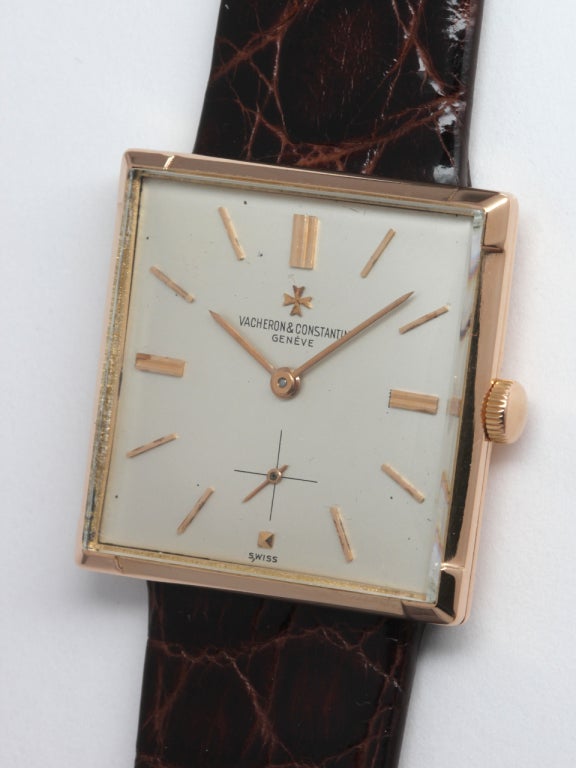 Vacheron & Constantin Quadratische Armbanduhr aus Rotgold um 1950 im Zustand „Hervorragend“ in West Hollywood, CA