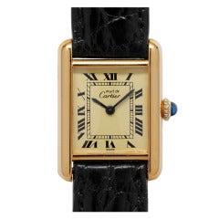 Cartier Lady's Vermeil Must de Cartier Tank Louis Wristwatch circa 1990s