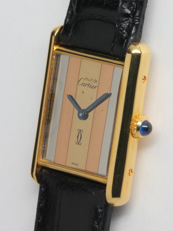 Cartier Vermeil Man's Tank Louis Wristwatch circa 1980s In Excellent Condition In West Hollywood, CA