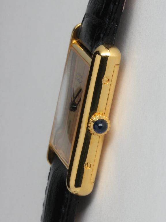 Men's Cartier Vermeil Man's Tank Louis Wristwatch circa 1980s