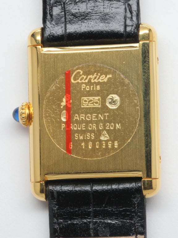 Cartier Vermeil Man's Tank Louis Wristwatch circa 1980s 1