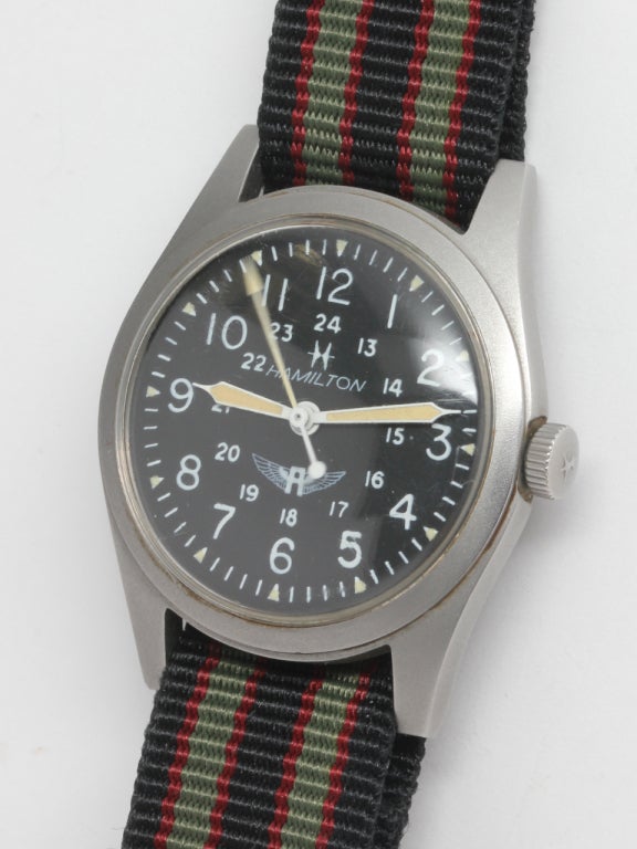 Hamilton Steel Military Wristwatch circa 1970s In Excellent Condition In West Hollywood, CA