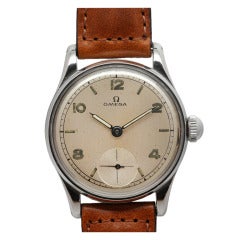 Omega Stainless Steel WWII-Era Military-Type Wristwatch