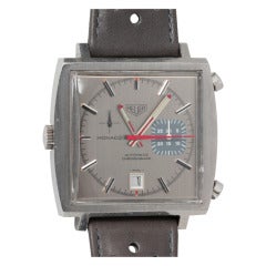 Retro Heuer Stainless Steel Monaco Chronograph Wristwatch Ref 1533G circa 1970s