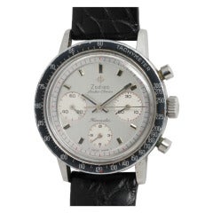 Montre-bracelet chronographe Zodiac en acier inoxydable et chronographe hermétique chronographe, c. 1960