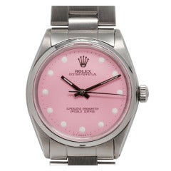Vintage Rolex Oyster Perpetual Wristwatch with custom Peppermint Stick Dial circa 1985
