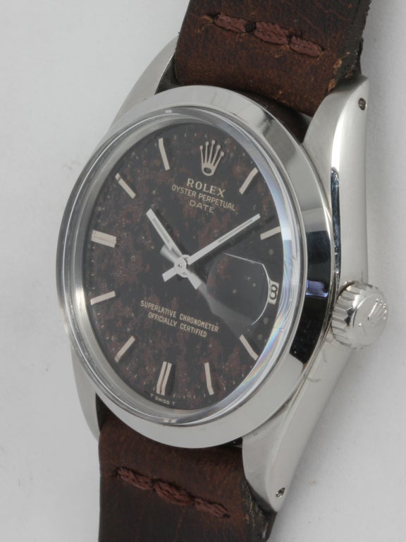Rolex Stainless Steel Oyster Perpetual Date wristwatch circa 1968 In Excellent Condition In West Hollywood, CA