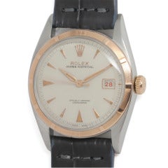 Vintage Rolex Stainless Steel and Rose Gold Datejust Wristwatch circa 1953