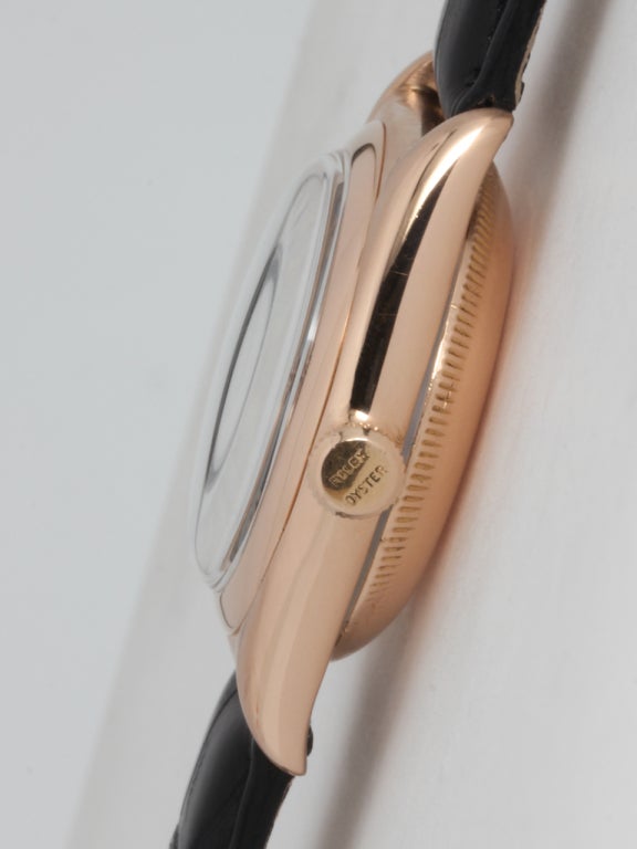 Women's or Men's Rolex Rose Gold Bubbleback Wristwatch circa 1940s