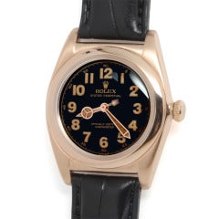 Rolex Rose Gold Bubbleback Wristwatch circa 1940s