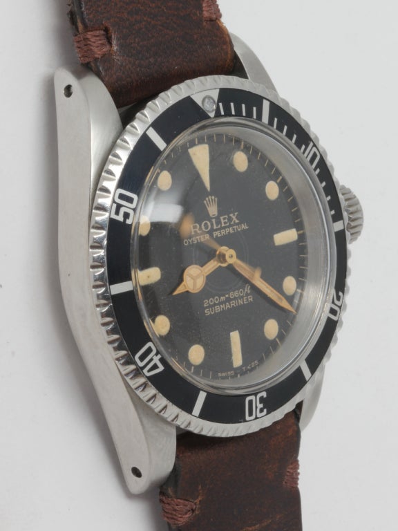 Rolex Stainless Steel Submariner Wristwatch with Gilt Dial Ref 5513 circa 1965