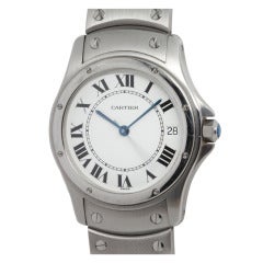 Cartier Stainless Steel Round Santos Automatic Wristwatch circa 1990s
