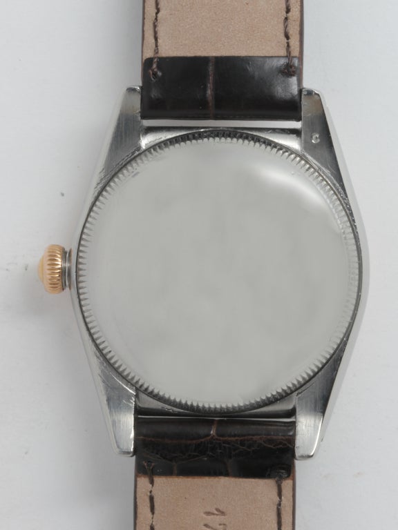 Rolex Stainless Steel and Rose Gold Bubbleback Wristwatch circa 1948 1