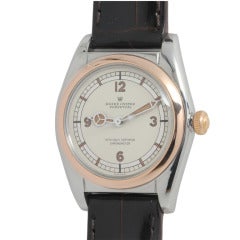 Rolex Stainless Steel and Rose Gold Bubbleback Wristwatch circa 1948