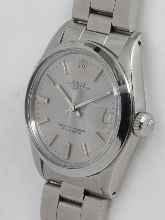 Rolex Stainless Steel Oyster Perpetual Date Wristwatch circa 1972 In Excellent Condition In West Hollywood, CA