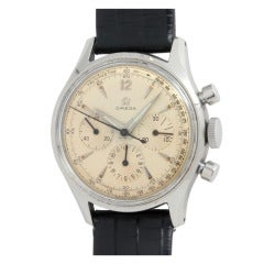 Retro Omega Stainless Steel Chronograph Wristwatch circa 1954