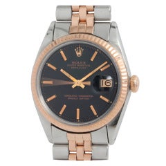 Vintage Rolex Stainless Steel and Rose Gold Datejust Wristwatch circa 1970