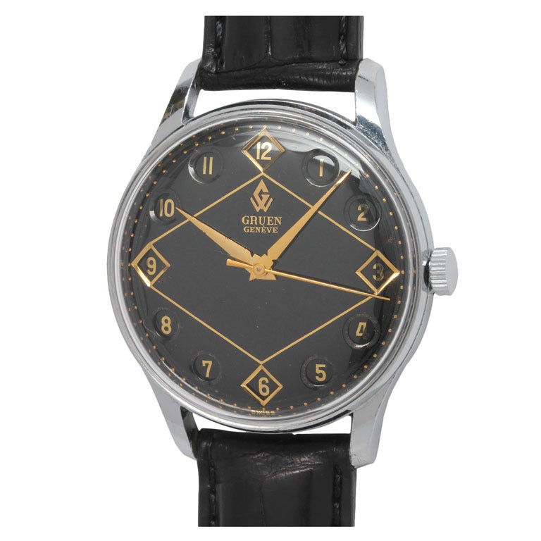 Gruen Stainless Steel Airman Wristwatch circa 1960s