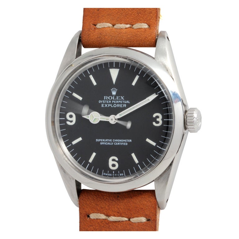 Rolex Stainless Steel Explorer Wristwatch Ref 1016 circa 1988