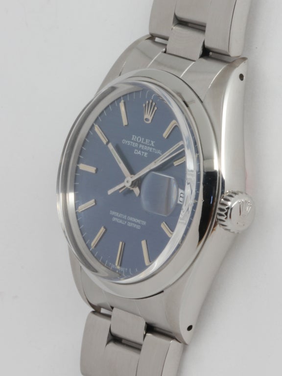 Rolex Stainless Steel Oyster Perpetual Date Wristwatch circa 1973 In Excellent Condition In West Hollywood, CA