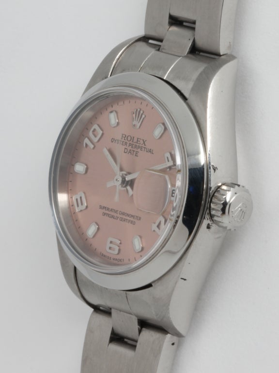 Rolex Lady's Stainless Steel Oyster Perpetual Date Wristwatch circa 2005 In Excellent Condition In West Hollywood, CA