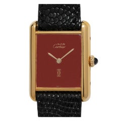 Cartier Lady's Gilt Silver Tank Louis Vermeil Wristwatch circa 1970s