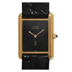 Cartier Man's Gilt Silver Tank Louis Vermeil Wristwatch circa 1990s