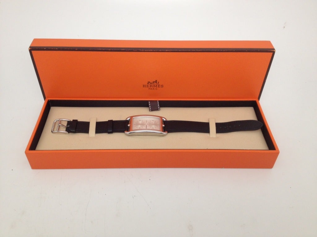 Hermes Stainless Steel Cape Cod Dual Time Zone Wristwatch 1