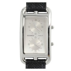 Hermes Stainless Steel Cape Cod Dual Time Zone Wristwatch