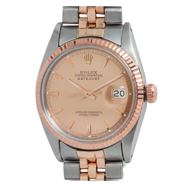 Rolex Stainless Steel and Rose Gold Datejust Wristwatch circa 1966