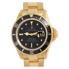 Rolex Yellow Gold Submariner Wristwatch Ref 16808 circa 1982