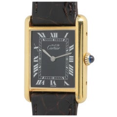 Cartier Gilt Silver Man's Tank Louis Wristwatch circa 1980s