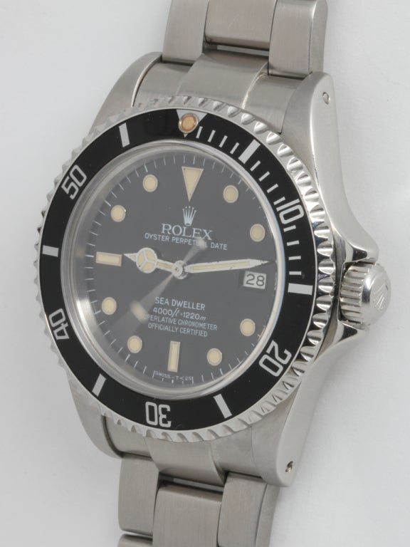 Montre-bracelet Rolex en acier inoxydable Sea Dweller circa 1982 Excellent état à West Hollywood, CA