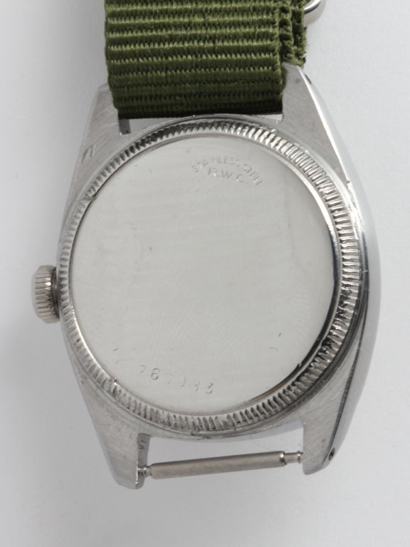 Men's Rolex Stainless Steel Oyster Army Wristwatch circa 1940s