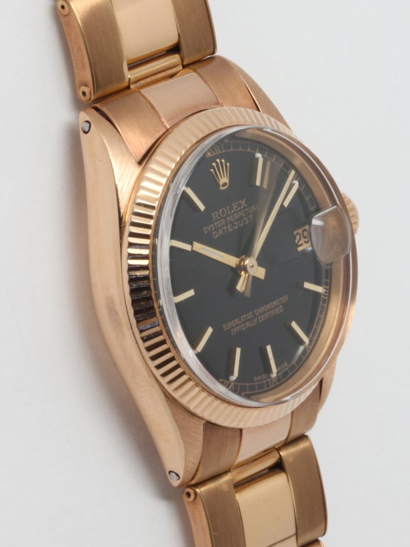 Rolex Rose Gold Midsize Datejust Wristwatch circa 1966