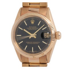 Rolex Rose Gold Midsize Datejust Wristwatch circa 1966