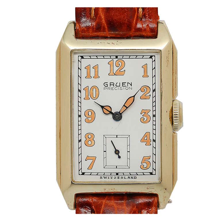 Gruen Guild Yellow Gold Rectangular Wristwatch circa 1935 at 1stDibs