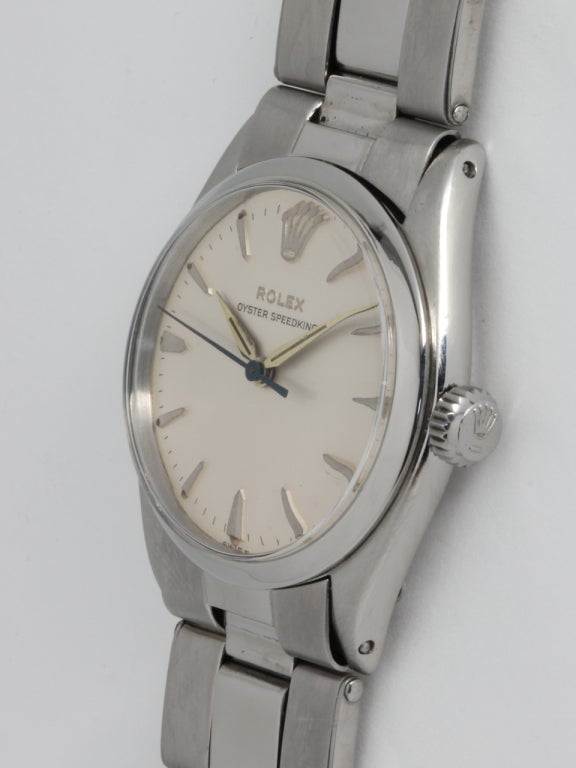 Rolex Stainless Steel Speedking Wristwatch circa 1951 with box and papers In Excellent Condition In West Hollywood, CA