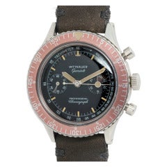 Retro Wittnauer Stainless Steel Professional Chronograph Wristwatch circa 1960