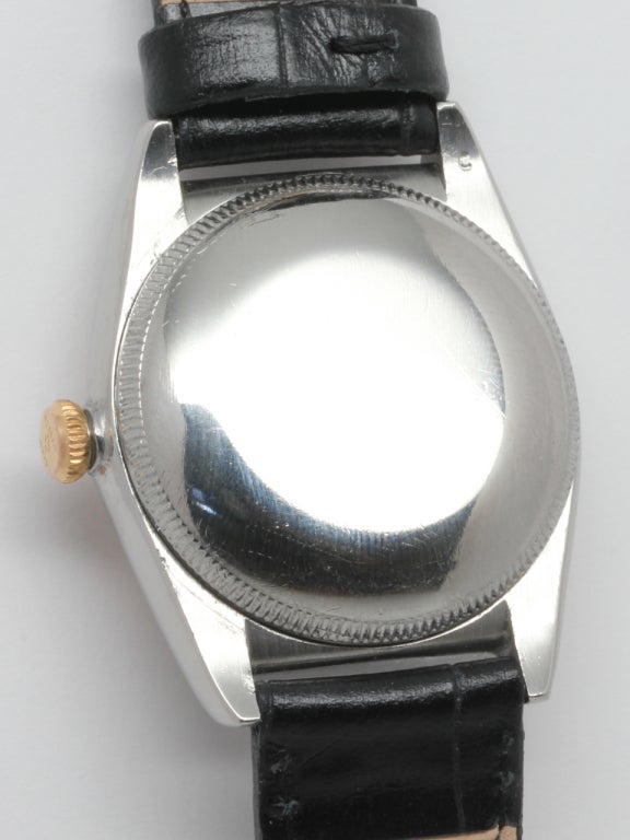 Rolex Rose Gold and Stainless Steel Bubbleback Wristwatch circa 1940s 1