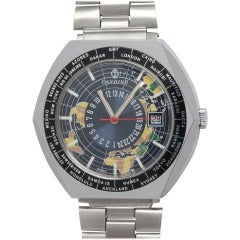 Candino Stainless Steel World Time Wristwatch circa 1970s